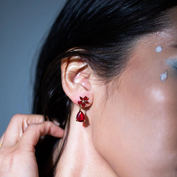Red Floral Earrings