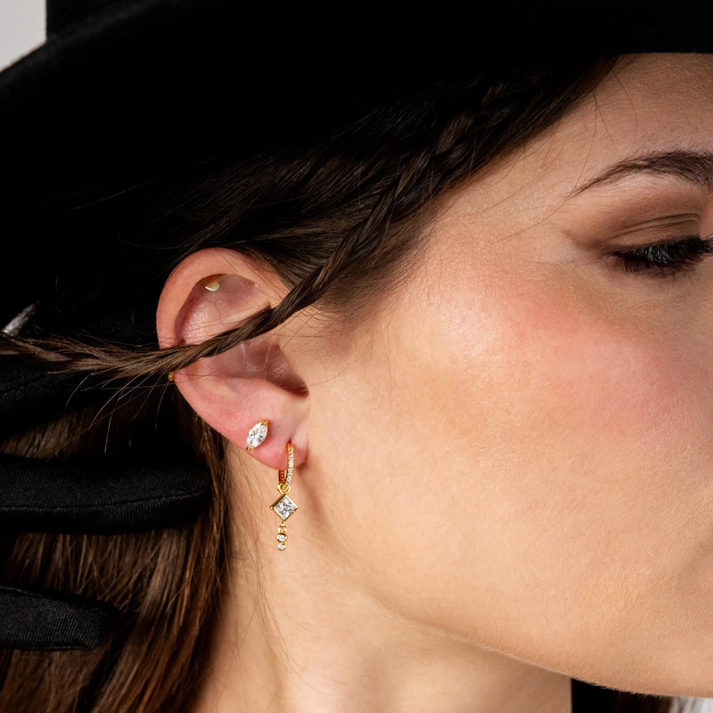 Rhombus Crystal Stud Earrings