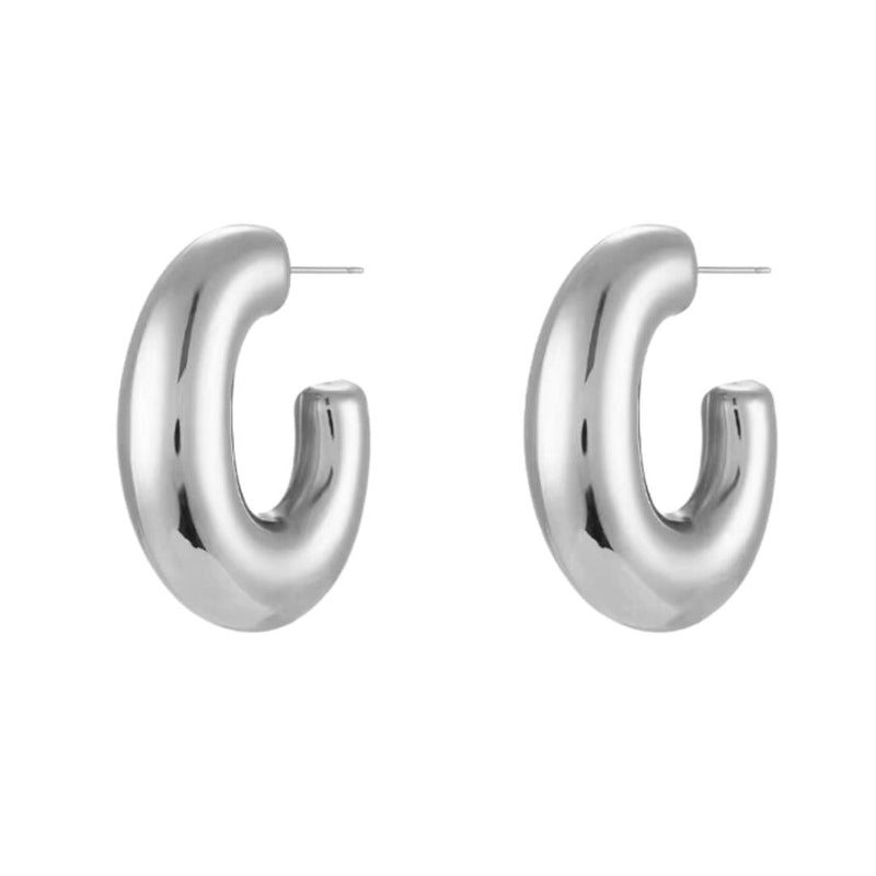 Ronnie Chunky Hoop Earrings- Silver