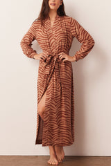 Skyler Cloud Jersey Banded Long Robe in Bengal