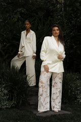Ivory Organza Floral Pant