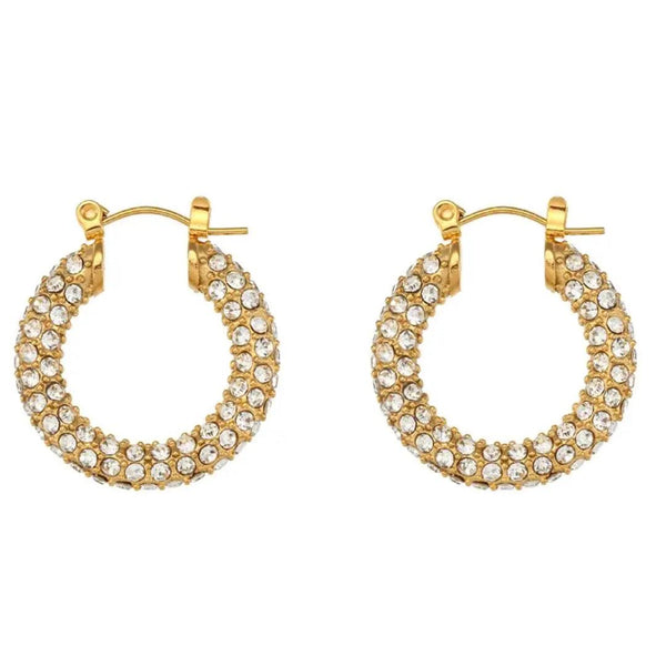 Sienna Pave Hoop Earrings - White