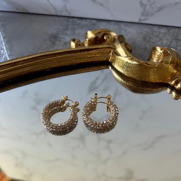 Sienna Pave Hoop Earrings - White