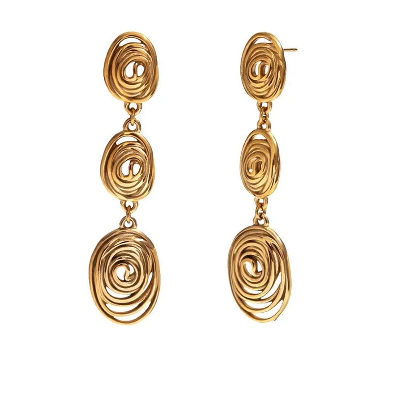 Triple Swirl Drop Earrings