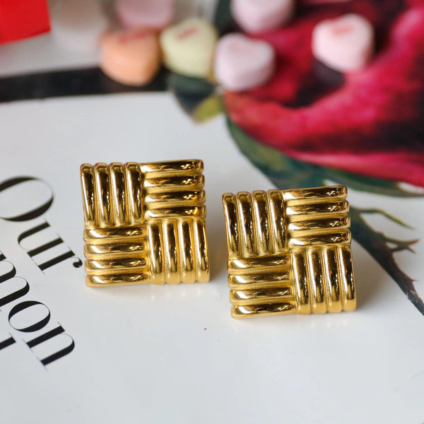 Waffle Statement Earrings