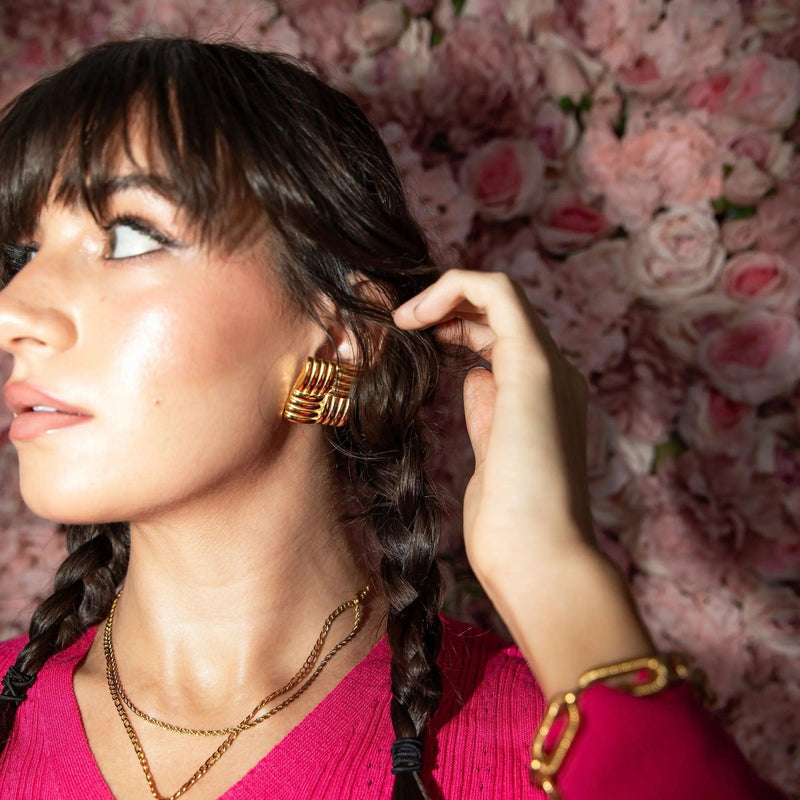 Waffle Statement Earrings