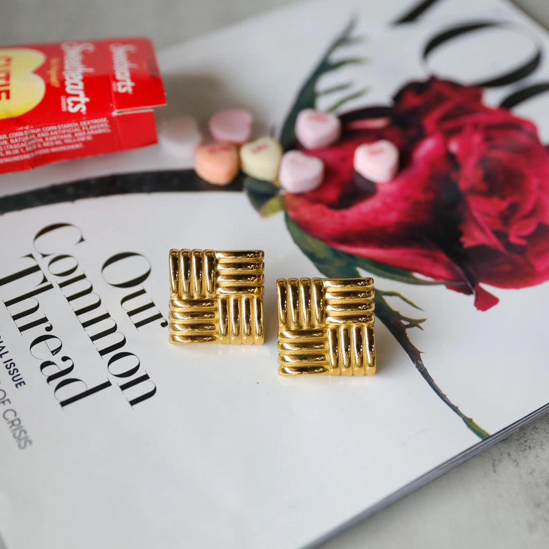 Waffle Statement Earrings