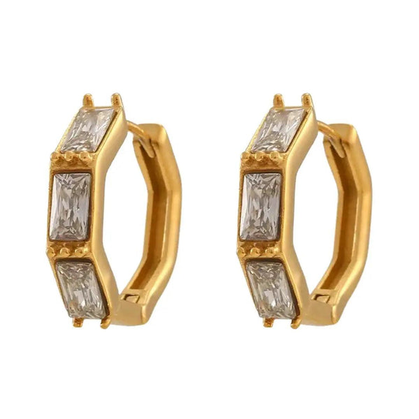 White Baguette Hoop Earrings