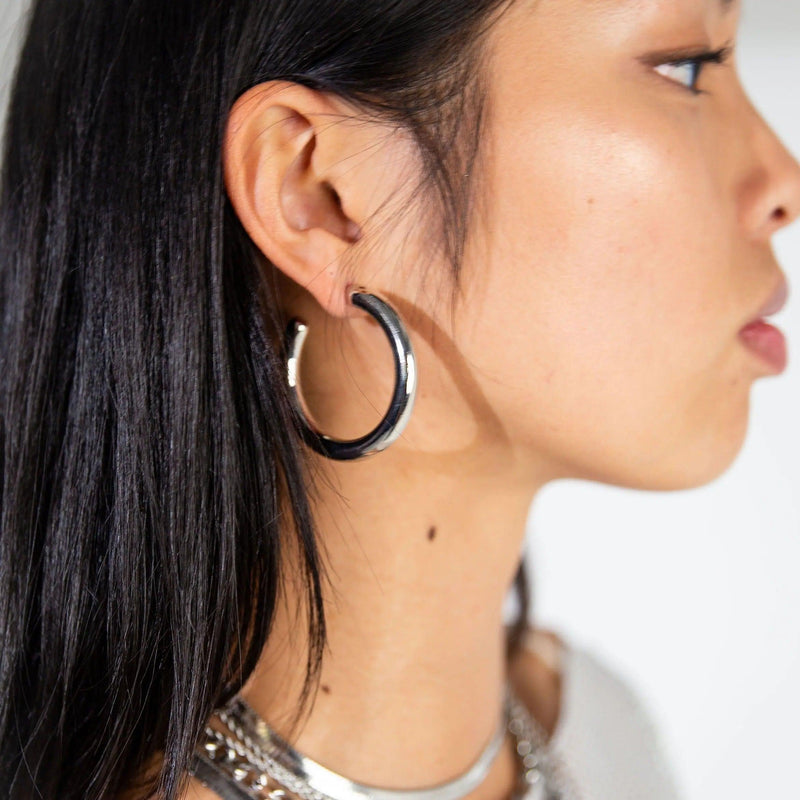XL Silver Hoop Earrings