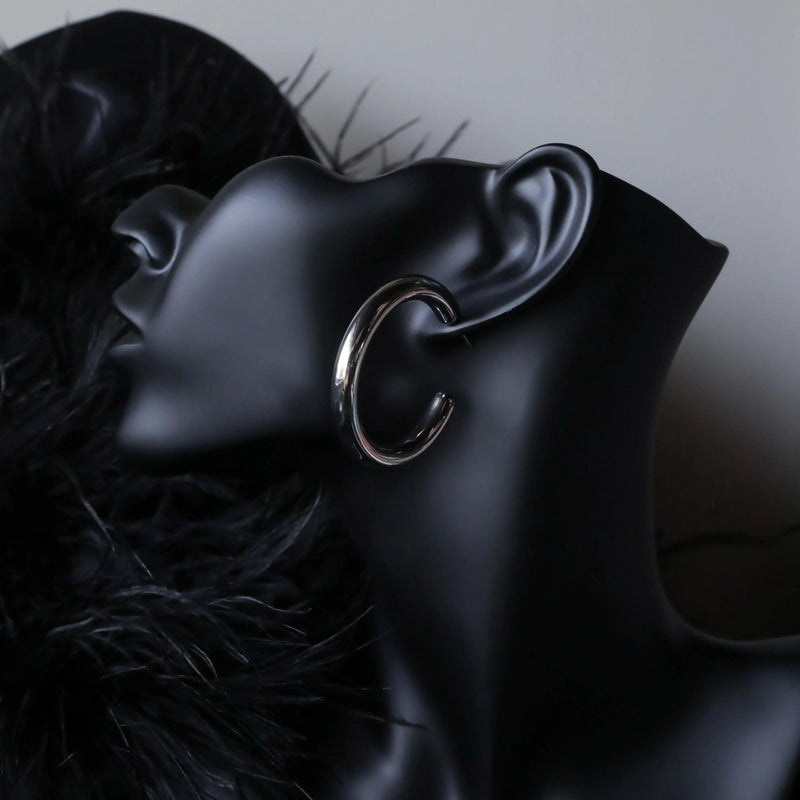 XL Silver Hoop Earrings
