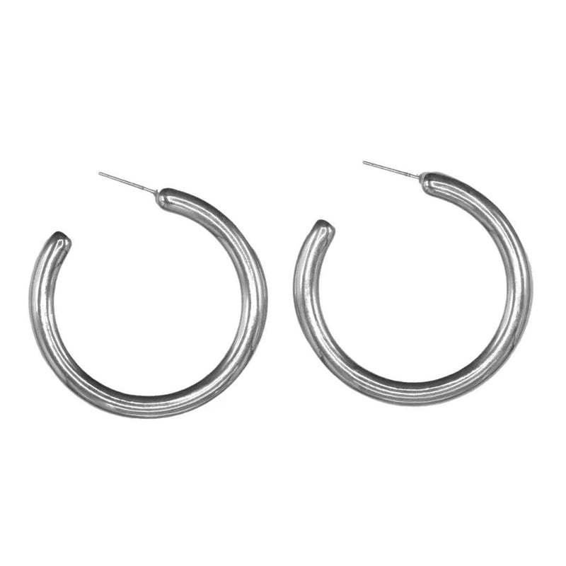 XL Silver Hoop Earrings