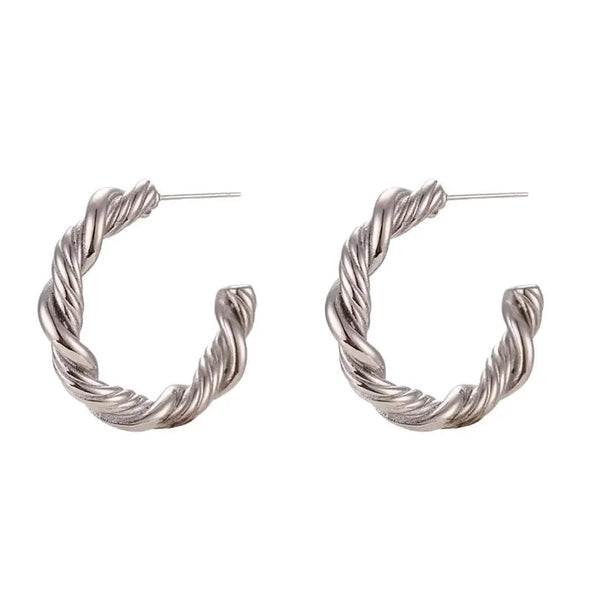 XL Twist Hoop Earrings - Silver