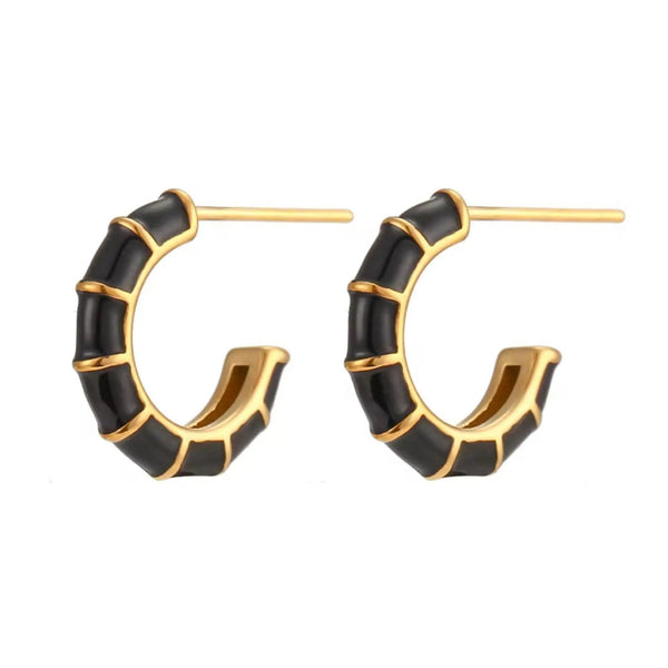 Zeus Hoop Earrings- Black