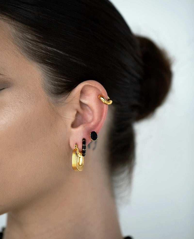 Zeus Hoop Earrings- Black