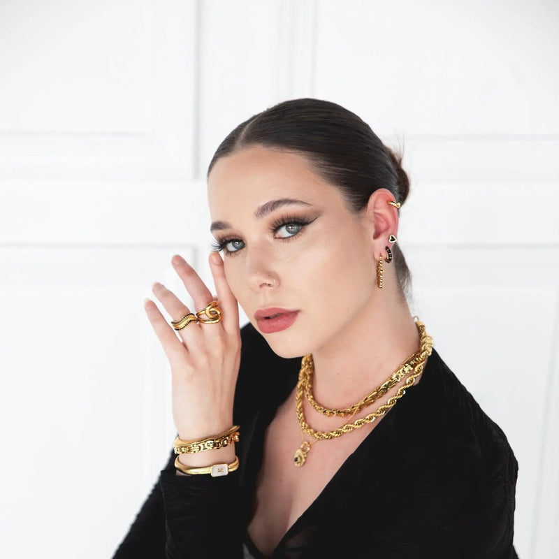 Zeus Hoop Earrings- Black