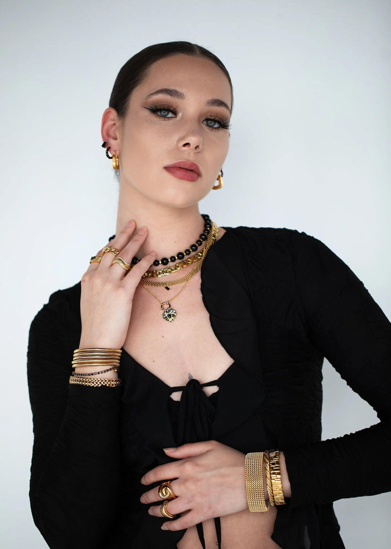 Zeus Hoop Earrings- Black